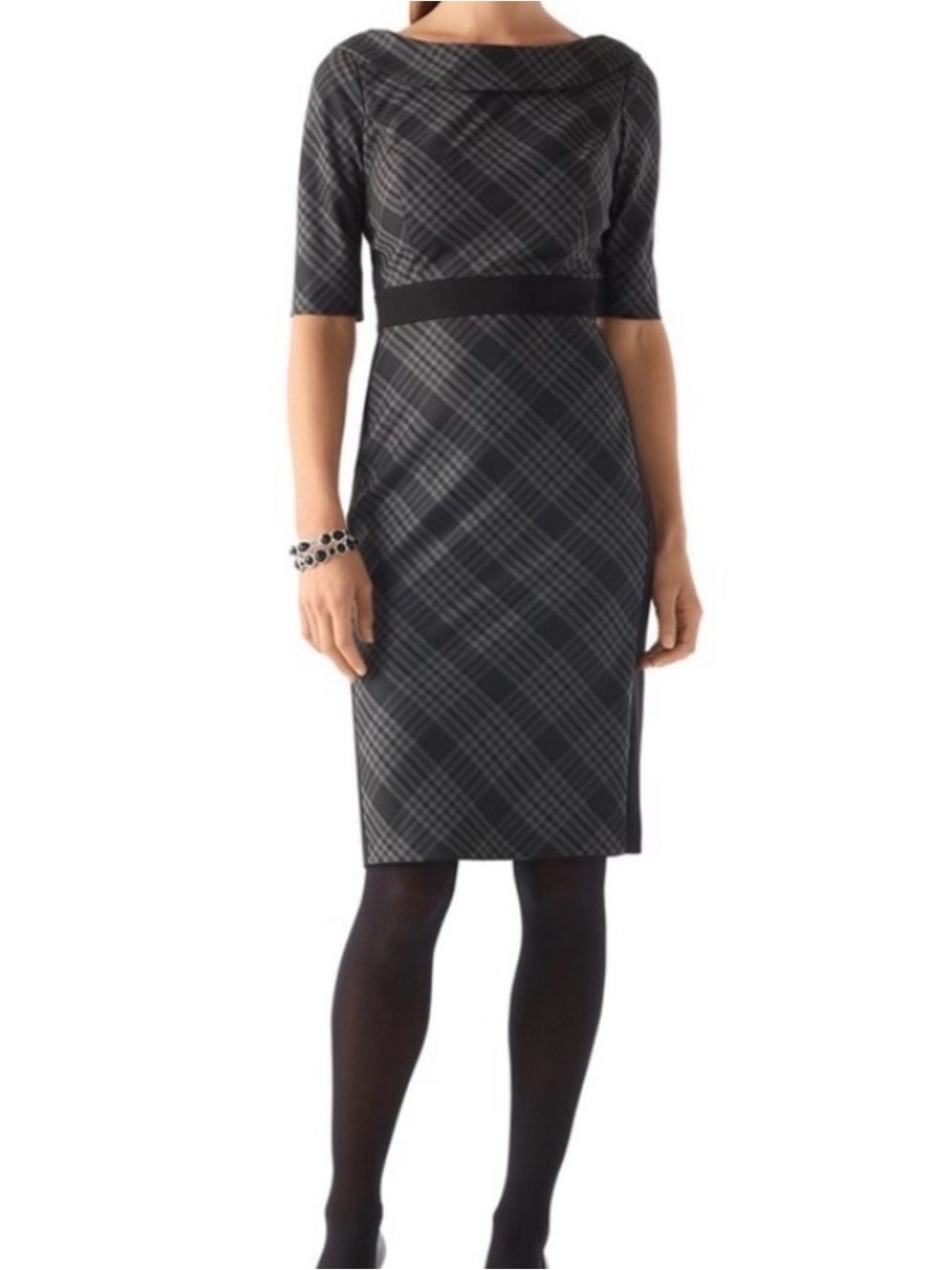NWT WHBM Plaid Sheath Dress Size 8